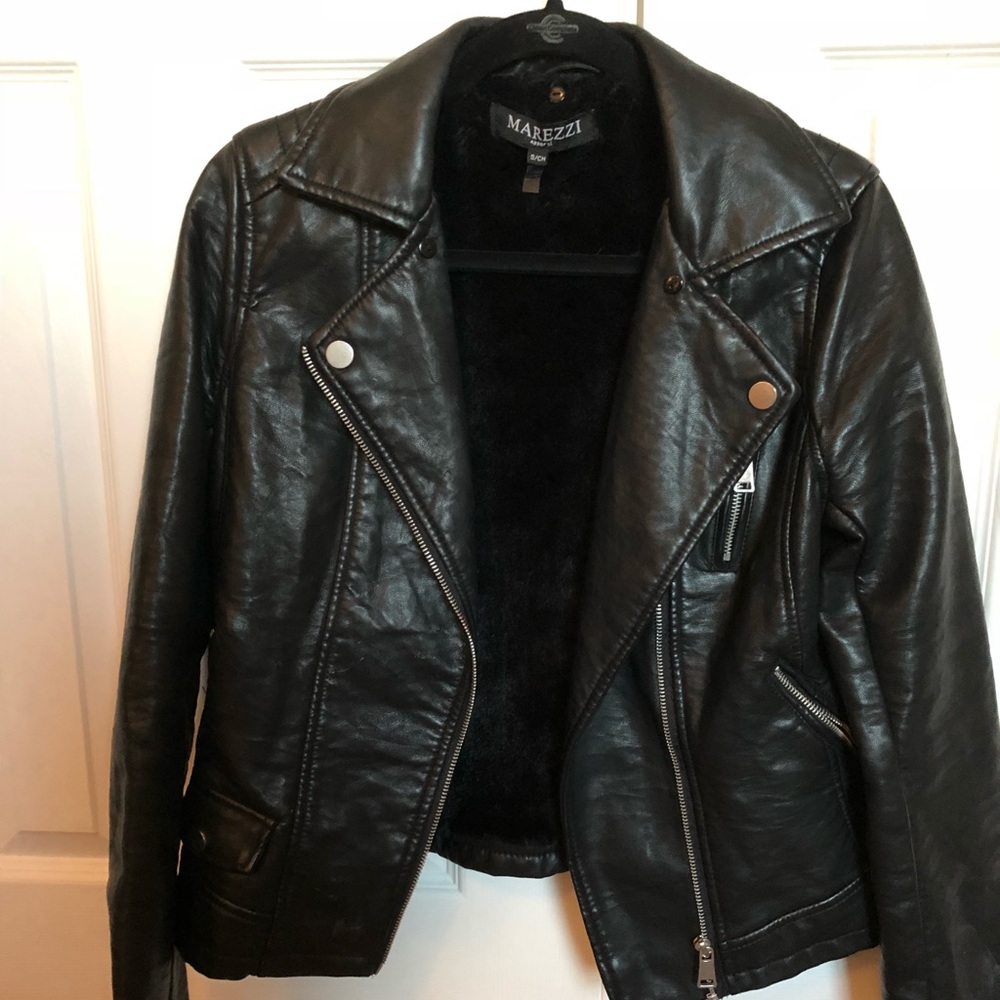 Marezzi Leather Jacket with faux fur on inside